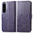 Leather Case Stands Flip Flowers Cover Holder for Sony Xperia 1 IV Purple