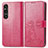 Leather Case Stands Flip Flowers Cover Holder for Sony Xperia 1 V Hot Pink