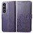 Leather Case Stands Flip Flowers Cover Holder for Sony Xperia 1 V Purple