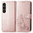 Leather Case Stands Flip Flowers Cover Holder for Sony Xperia 1 V Rose Gold