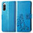 Leather Case Stands Flip Flowers Cover Holder for Sony Xperia 10 IV SO-52C Blue