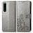 Leather Case Stands Flip Flowers Cover Holder for Sony Xperia 5 III Gray