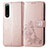 Leather Case Stands Flip Flowers Cover Holder for Sony Xperia 5 III Pink