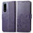 Leather Case Stands Flip Flowers Cover Holder for Sony Xperia 5 III SO-53B Purple