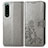 Leather Case Stands Flip Flowers Cover Holder for Sony Xperia 5 IV Gray