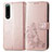 Leather Case Stands Flip Flowers Cover Holder for Sony Xperia 5 IV Pink