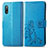 Leather Case Stands Flip Flowers Cover Holder for Sony Xperia Ace II Blue