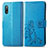 Leather Case Stands Flip Flowers Cover Holder for Sony Xperia Ace II SO-41B Blue