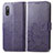 Leather Case Stands Flip Flowers Cover Holder for Sony Xperia Ace II SO-41B Purple