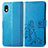 Leather Case Stands Flip Flowers Cover Holder for Sony Xperia Ace III Blue