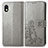 Leather Case Stands Flip Flowers Cover Holder for Sony Xperia Ace III SO-53C Gray