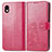 Leather Case Stands Flip Flowers Cover Holder for Sony Xperia Ace III SO-53C Red