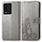 Leather Case Stands Flip Flowers Cover Holder for Vivo iQOO 9T 5G Gray