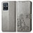 Leather Case Stands Flip Flowers Cover Holder for Vivo iQOO Z6 5G Gray