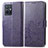 Leather Case Stands Flip Flowers Cover Holder for Vivo iQOO Z6 5G Purple