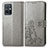 Leather Case Stands Flip Flowers Cover Holder for Vivo T1 5G India Gray