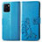 Leather Case Stands Flip Flowers Cover Holder for Vivo Y01 Blue