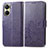 Leather Case Stands Flip Flowers Cover Holder for Vivo Y02S Purple