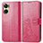 Leather Case Stands Flip Flowers Cover Holder for Vivo Y02S Red