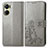 Leather Case Stands Flip Flowers Cover Holder for Vivo Y16 Gray