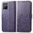 Leather Case Stands Flip Flowers Cover Holder for Vivo Y21 Purple