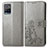 Leather Case Stands Flip Flowers Cover Holder for Vivo Y32 4G Gray