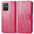 Leather Case Stands Flip Flowers Cover Holder for Vivo Y33e 5G Red