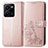 Leather Case Stands Flip Flowers Cover Holder for Vivo Y35 4G Pink