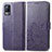 Leather Case Stands Flip Flowers Cover Holder for Vivo Y73 (2021) Purple