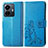 Leather Case Stands Flip Flowers Cover Holder for Vivo Y77 5G Blue