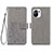 Leather Case Stands Flip Flowers Cover Holder for Xiaomi Mi 11 5G Gray