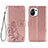 Leather Case Stands Flip Flowers Cover Holder for Xiaomi Mi 11 5G Pink