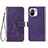 Leather Case Stands Flip Flowers Cover Holder for Xiaomi Mi 11 5G Purple