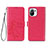 Leather Case Stands Flip Flowers Cover Holder for Xiaomi Mi 11 5G Red