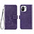 Leather Case Stands Flip Flowers Cover Holder for Xiaomi Mi 11 Lite 4G Purple