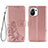 Leather Case Stands Flip Flowers Cover Holder for Xiaomi Mi 11 Lite 5G NE Pink