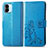 Leather Case Stands Flip Flowers Cover Holder for Xiaomi Poco C50 Blue