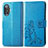 Leather Case Stands Flip Flowers Cover Holder for Xiaomi Poco F3 GT 5G Blue