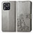 Leather Case Stands Flip Flowers Cover Holder for Xiaomi Redmi 10 India Gray