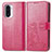 Leather Case Stands Flip Flowers Cover Holder for Xiaomi Redmi K40 5G Red