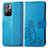 Leather Case Stands Flip Flowers Cover Holder for Xiaomi Redmi Note 11 5G Blue