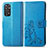 Leather Case Stands Flip Flowers Cover Holder for Xiaomi Redmi Note 11 Pro 4G Blue