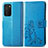 Leather Case Stands Flip Flowers Cover Holder S01D for Samsung Galaxy F02S SM-E025F Blue