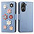 Leather Case Stands Flip Flowers Cover Holder S02D for Asus Zenfone 9 Blue