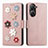 Leather Case Stands Flip Flowers Cover Holder S02D for Asus Zenfone 9 Rose Gold