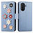 Leather Case Stands Flip Flowers Cover Holder S02D for Huawei Enjoy 50 Blue