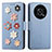 Leather Case Stands Flip Flowers Cover Holder S02D for Huawei Enjoy 50 Pro Blue