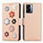 Leather Case Stands Flip Flowers Cover Holder S02D for OnePlus Nord N300 5G Khaki