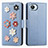 Leather Case Stands Flip Flowers Cover Holder S02D for Realme C30 Blue