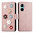 Leather Case Stands Flip Flowers Cover Holder S02D for Realme C33